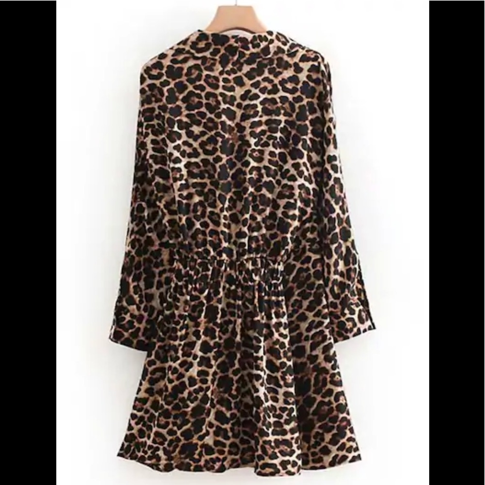 Leopard Print Wrap Dress Black - Picture 3 of 6